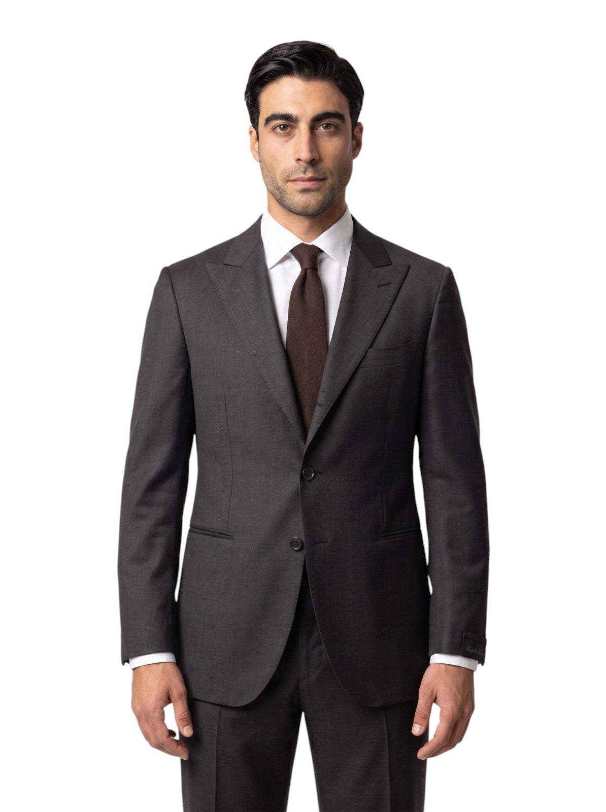 $2400 RAFFAELE CARUSO Dark Gray 3/2 Roll Suit Fine Wool 110's 42 US / 52 EU