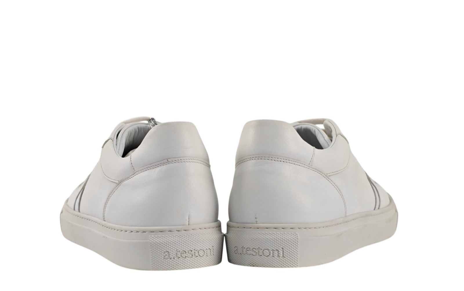 850$ TESTONI White Sneaker Shoes Calf + Saffiano 8 UK  / 9 US / 42 IT