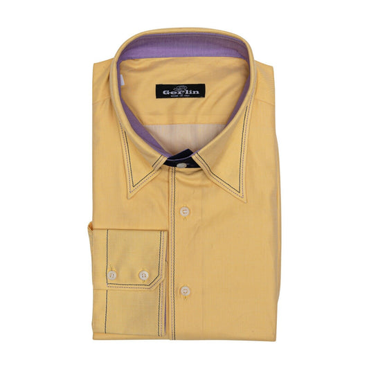 690$ LUXURY GERLIN Shirt Yellow ALUMO Cotton Point Collar 16-41 5S BIJAN