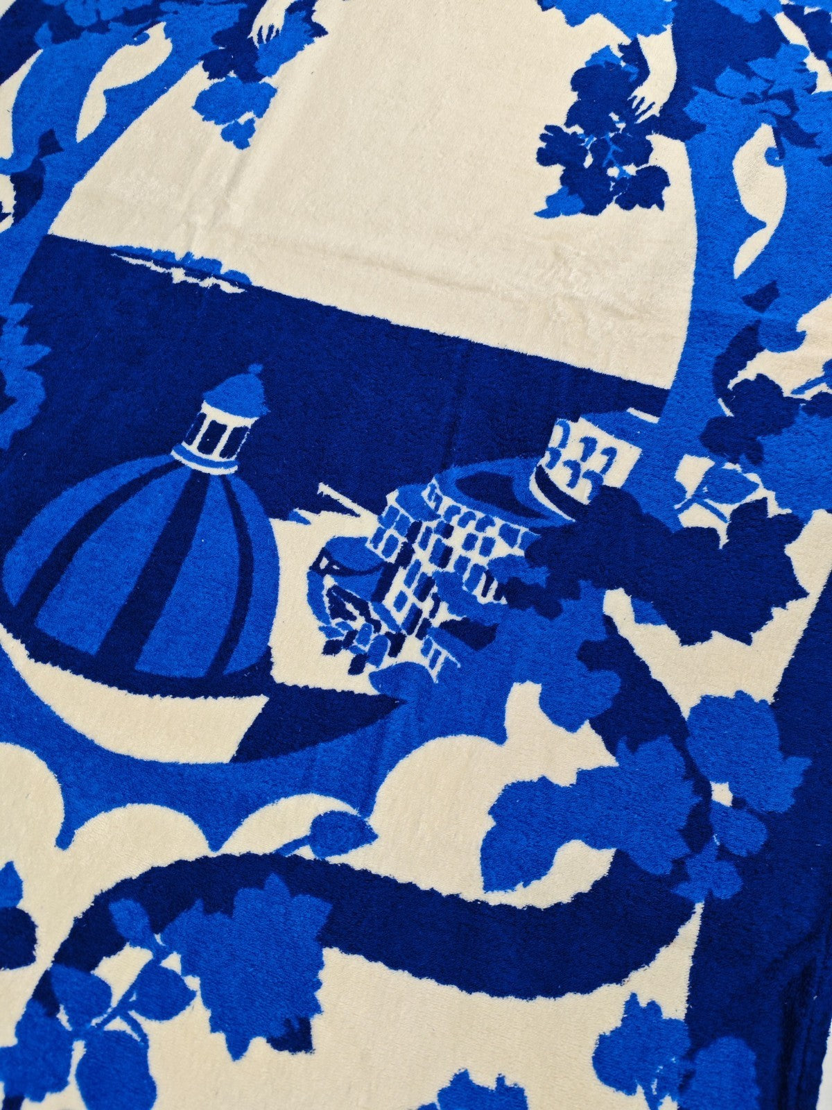 550$ RUBINACCI "Sirenuse" Beach Towel 100x180 cm White / Blue Italian Luxury