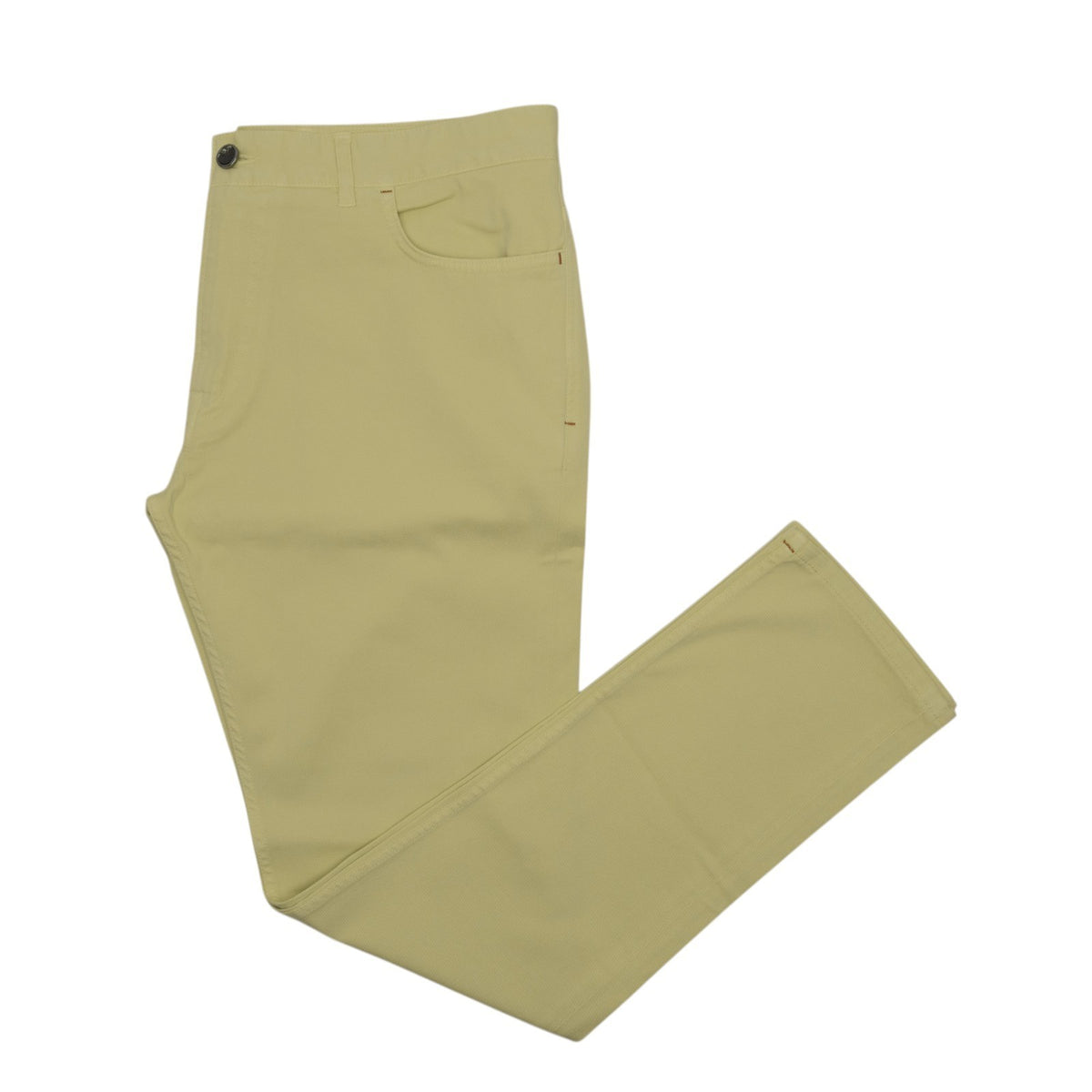 690$ ISAIA NAPOLI Yellow 5 Pocket Pant Twill Cotton Regular Fit 38 US / 54 EU