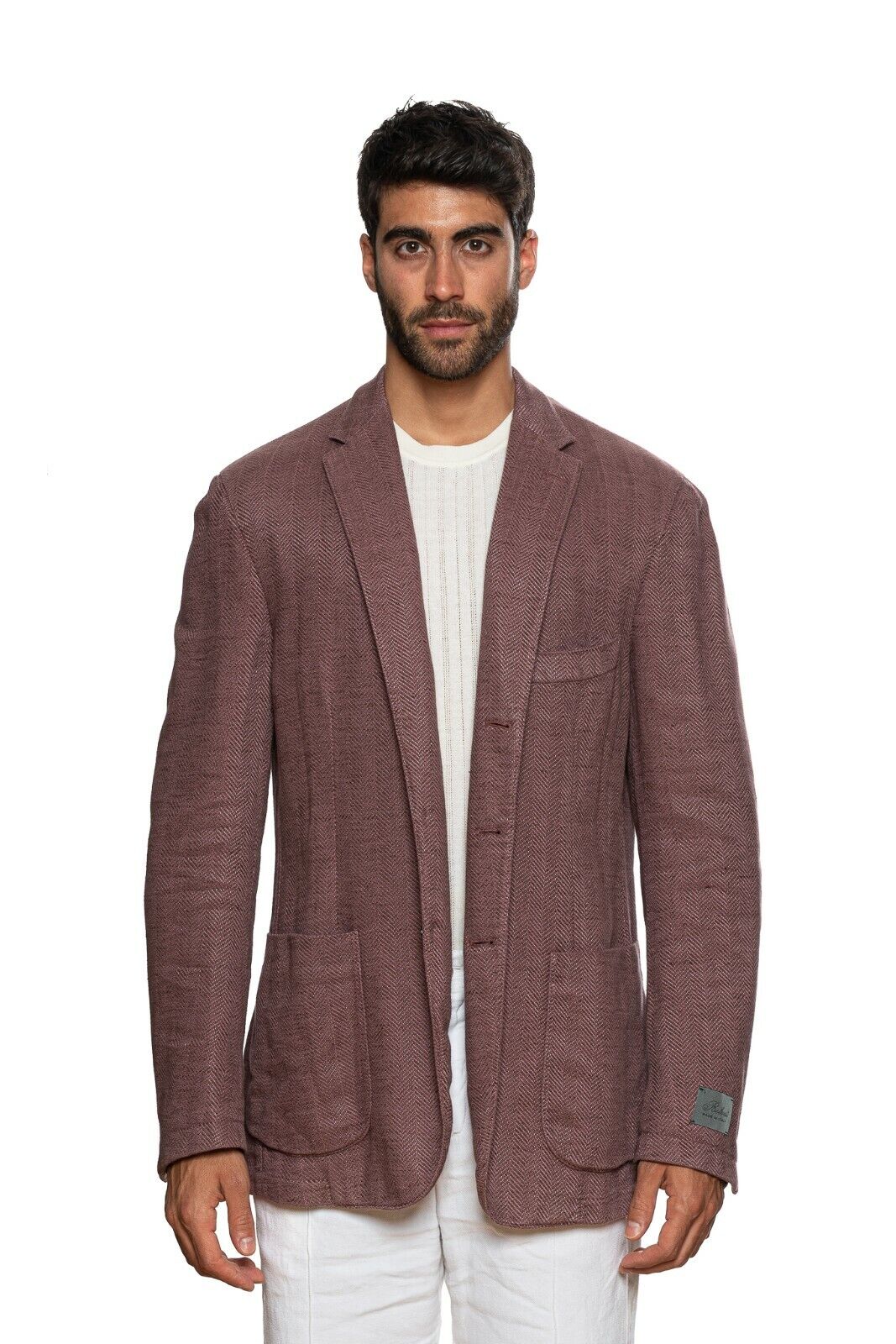 1780$ BELVEST Wine Washed Linen Cotton Herringbone Jacket 46 US / 56 EU 7R