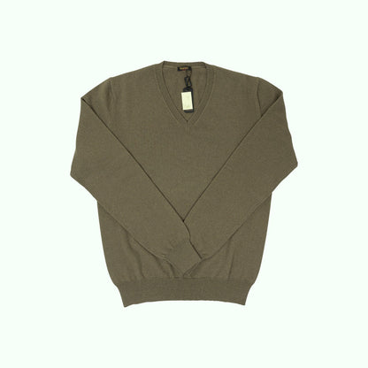 750$ RUBINACCI NAPOLI Dark Green Sweater V-Neck 100% Cashmere 38 US / 48 EU