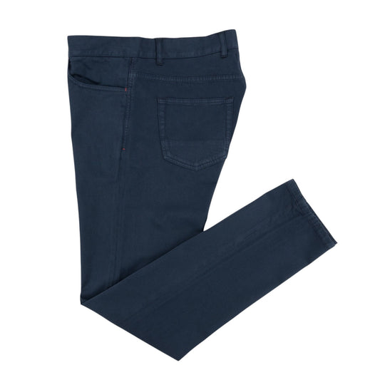 925$ ISAIA NAPOLI "Chiaia" Blue Chino Sport Pant Cotton Cashmere - Leather Tag