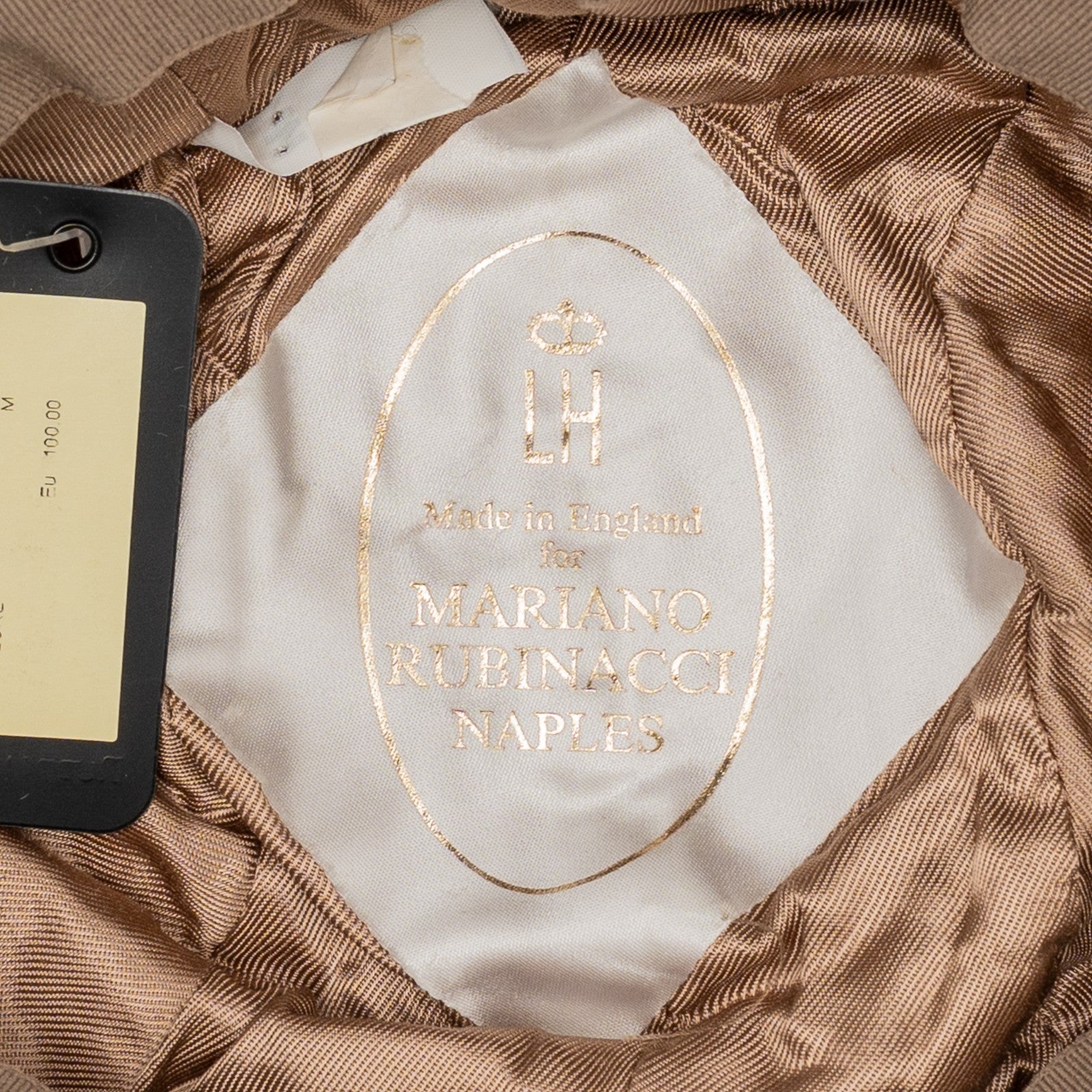 250$ RUBINACCI NAPOLI Brown / Beige Made in England Wool Houndstooth Bucket Hat