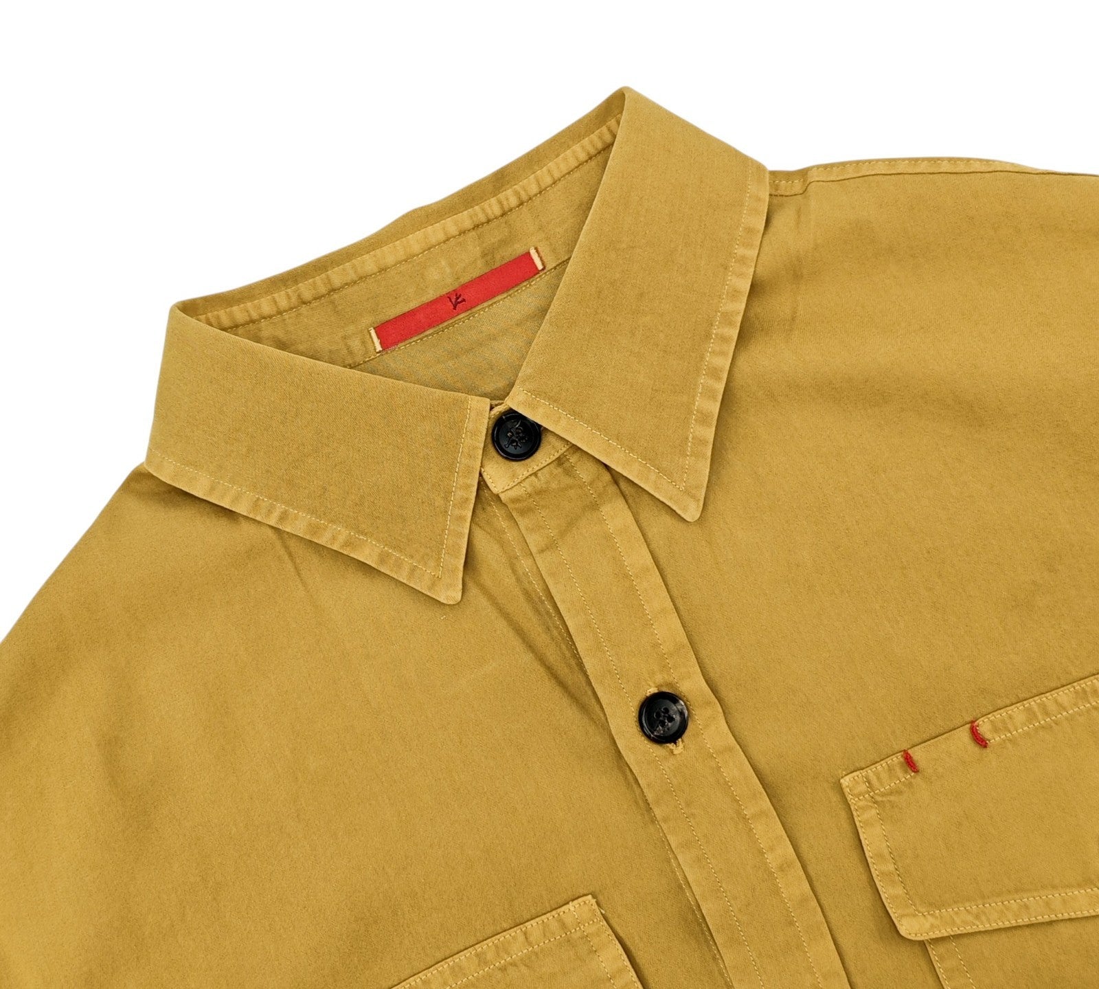 $1250 ISAIA NAPOLI Mustard Hand-Sewn Overshirt Jacket Cotton - Silk