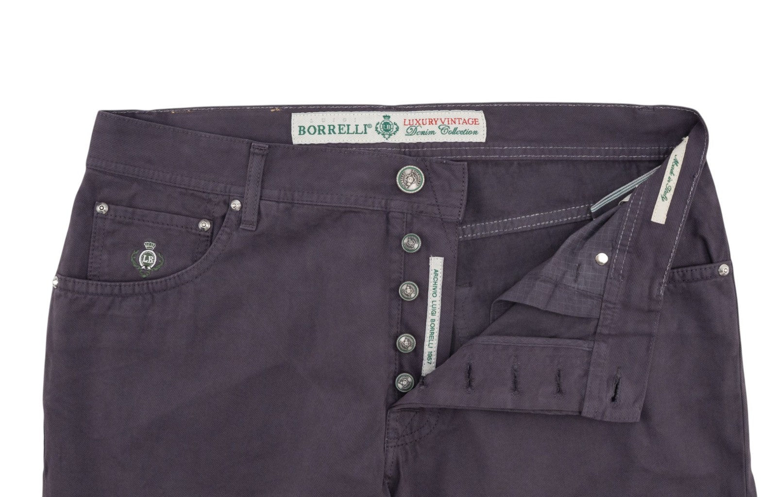 415$ LUIGI BORRELLI NAPOLI Washed Dark Purple Denim Jeans Cotton 35 US / 51 EU