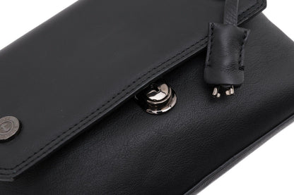 $390 Testoni Bologna Black Easy Calf Hand Clutch Bag Padlock with Keys