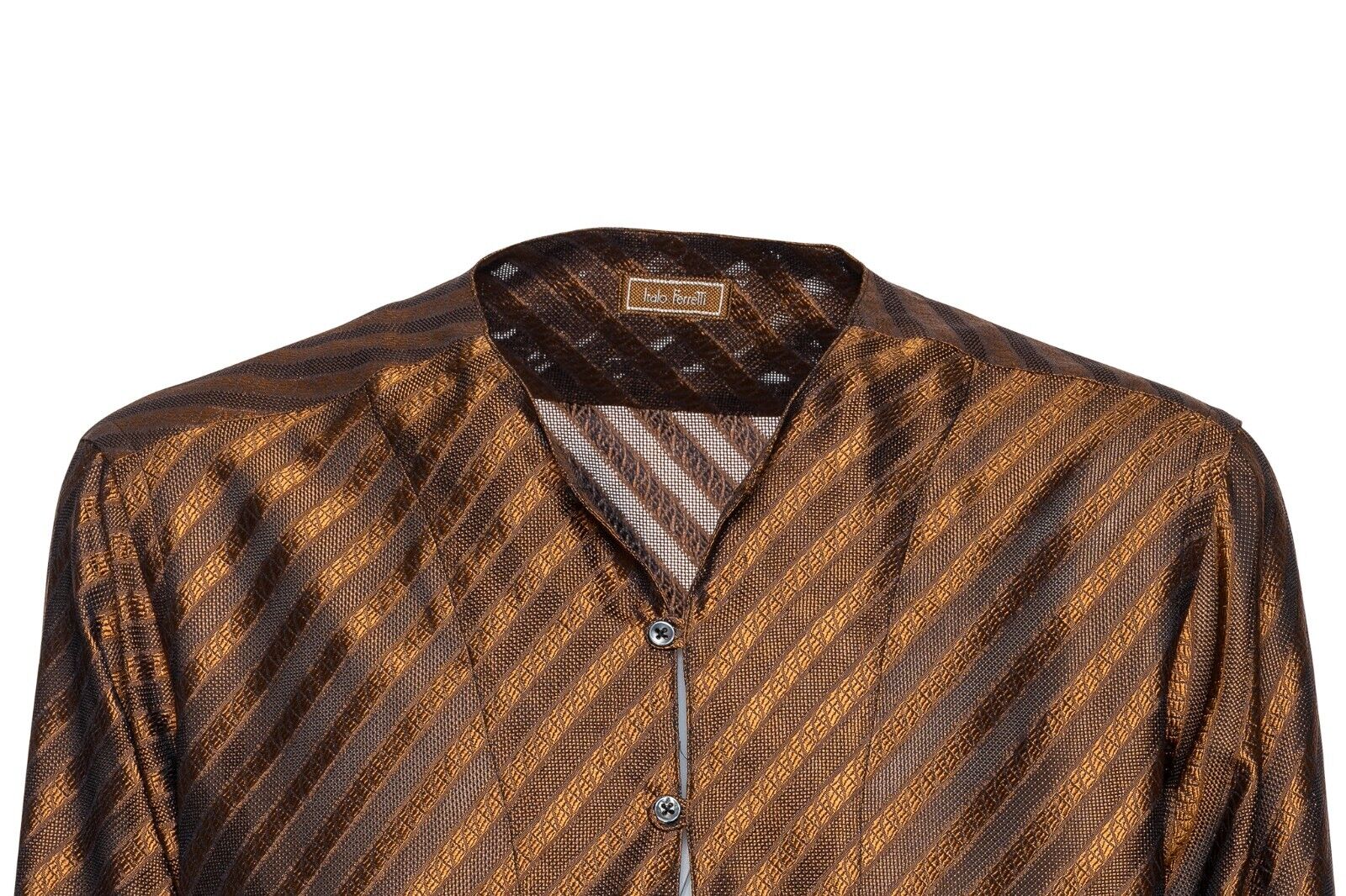 750$ ITALO FERRETTI Shirt Rust "SERAPHINE" 100% Silk COMO Size L BIJAN