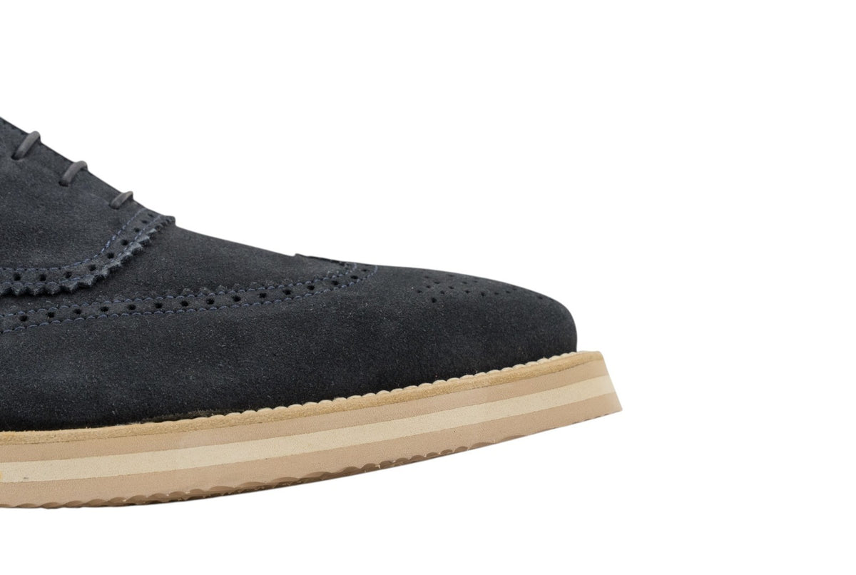 960$ TESTONI "Bolgheri" Oxford Shoes Eco Suede Navy 8 UK  9 US  42 IT