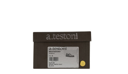 $950 TESTONI BOLOGNA Slip-On Sport Napa Calf Black