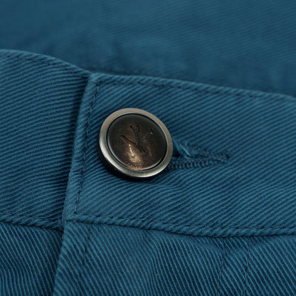 725$ ISAIA NAPOLI Petroleum Blue 5 Pocket Denim Jeans Cotton Slim 32 US / 48 EU
