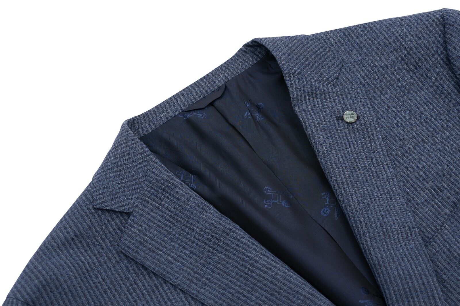 $1900 EIDOS by ISAIA NAPOLI Blue Striped Suit Wool 46 US / 56 EU Drop 7 Regular