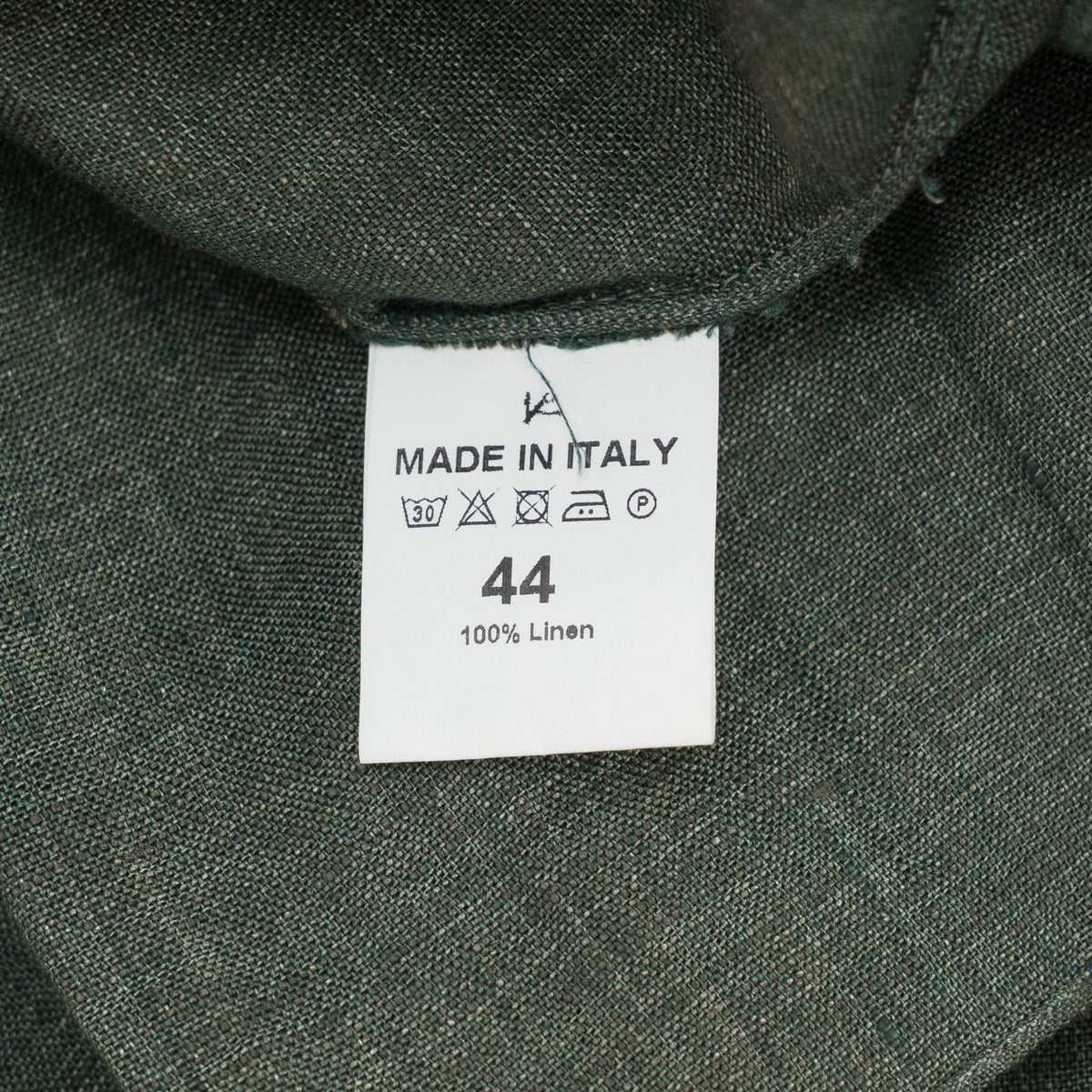 765$ ISAIA NAPOLI "Mix" Green Dress Shirt Hand-Sewn 100% Linen 17.5 - 44