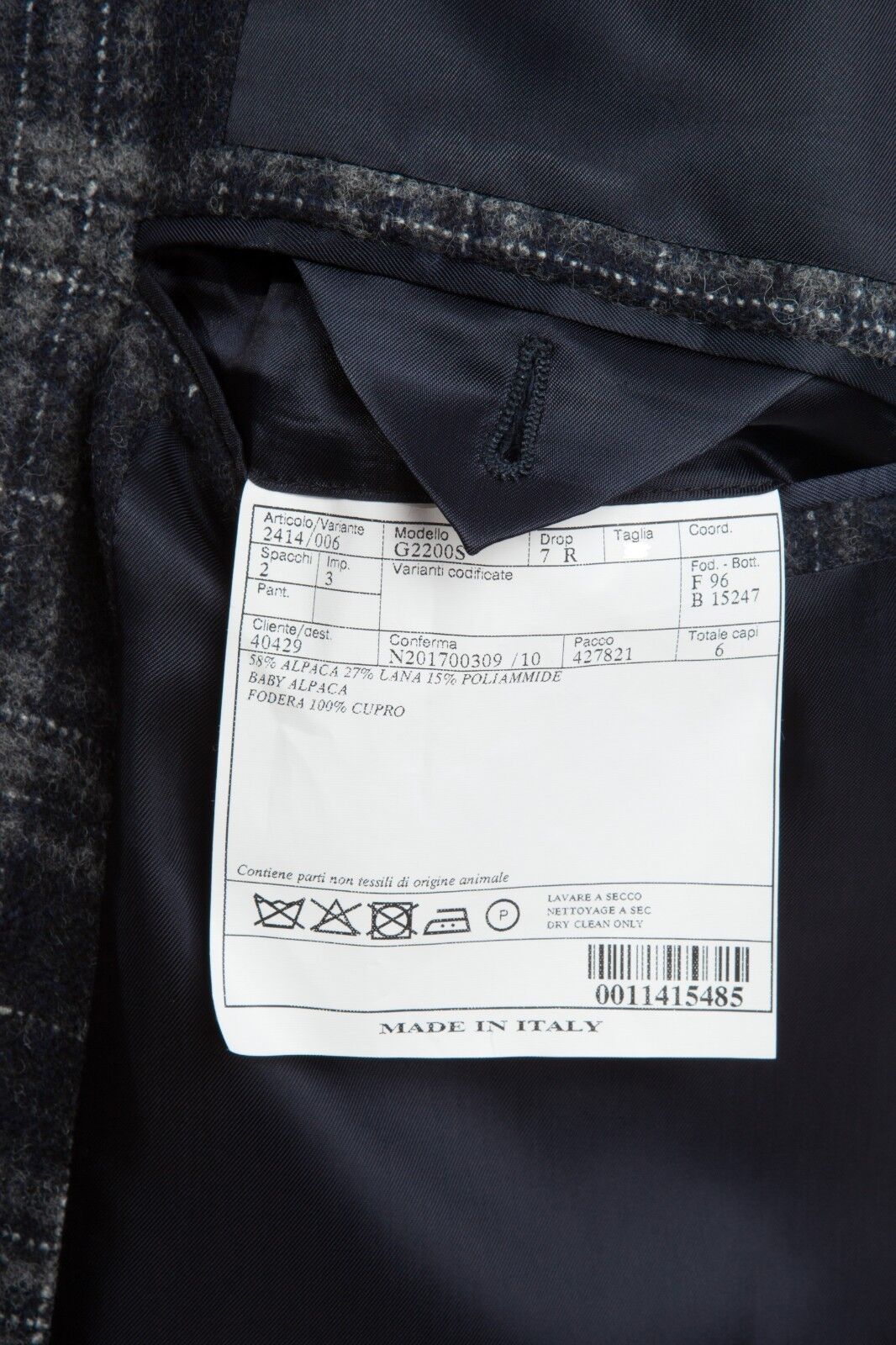 $2395 BELVEST Gray Blue Check Baby Alpaca Wool Jacket 44 US / 54 EU Drop 7R