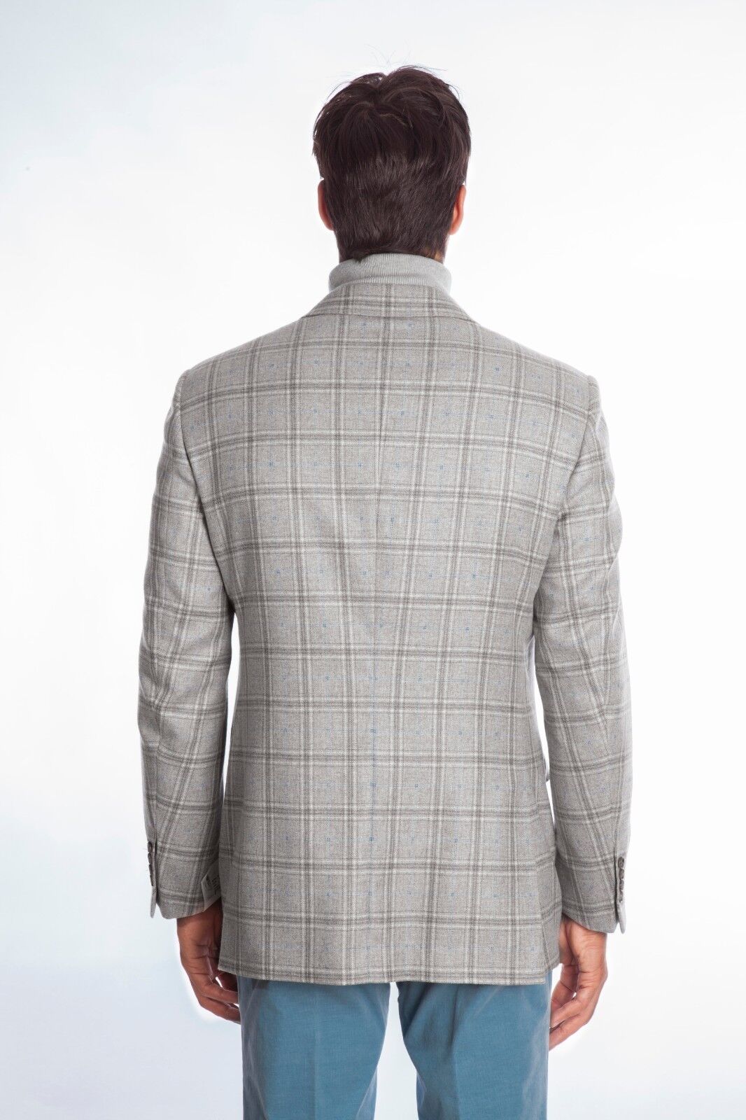 $2730 BELVEST Light Gray Check CASHMERE Jacket 46 US / 56 EU Drop 7R   F/W 2018