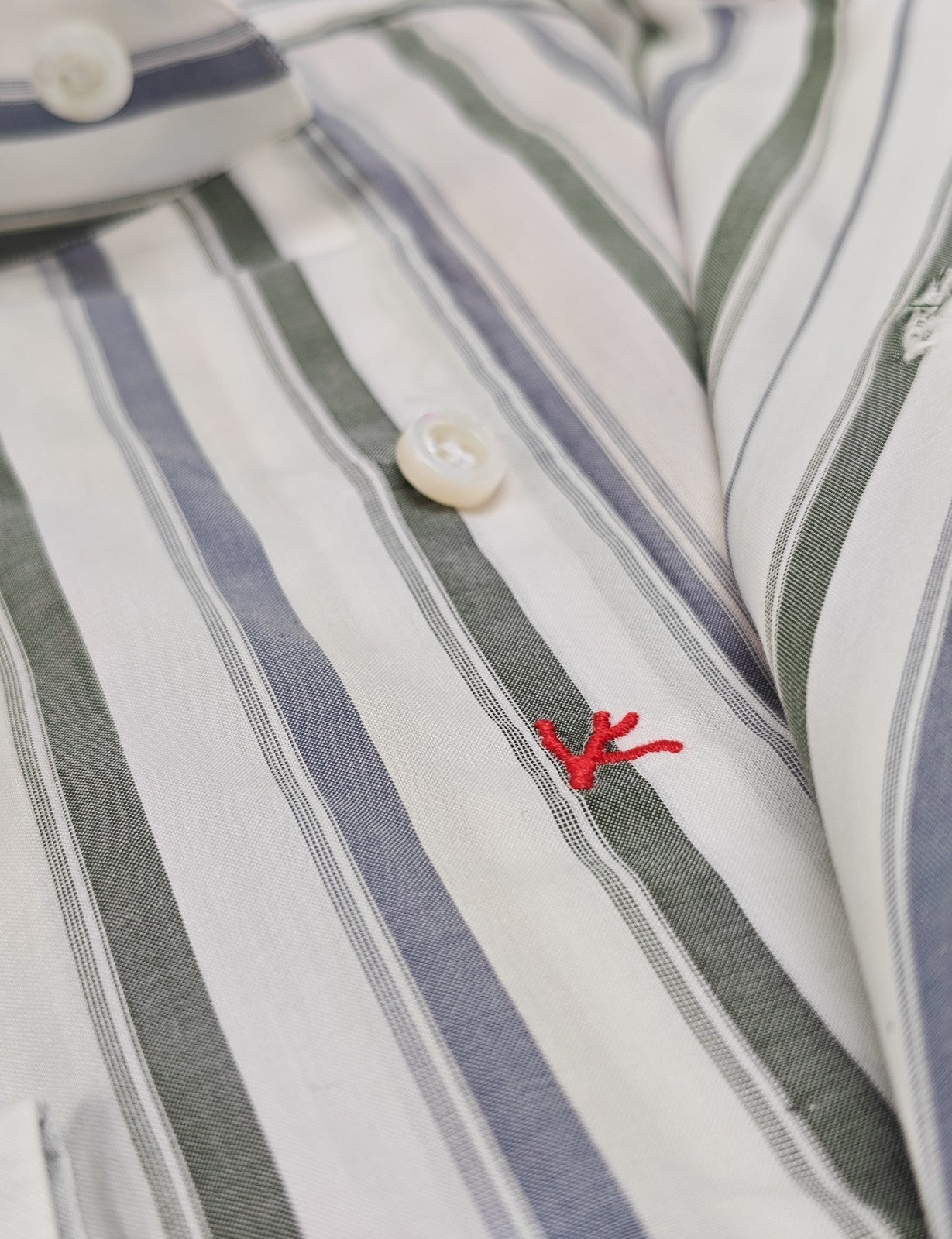 730$ ISAIA NAPOLI "Mix" Hand-Sewn Dress Shirt White Striped Fine Cotton 16 - 41