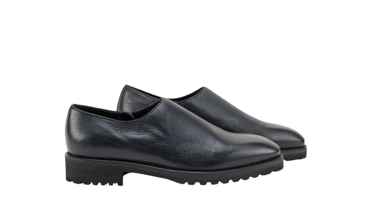 1200$ TESTONI Low Boot Slip On Zip Shoes Deer Navy 8 UK / 9 US / 42 IT