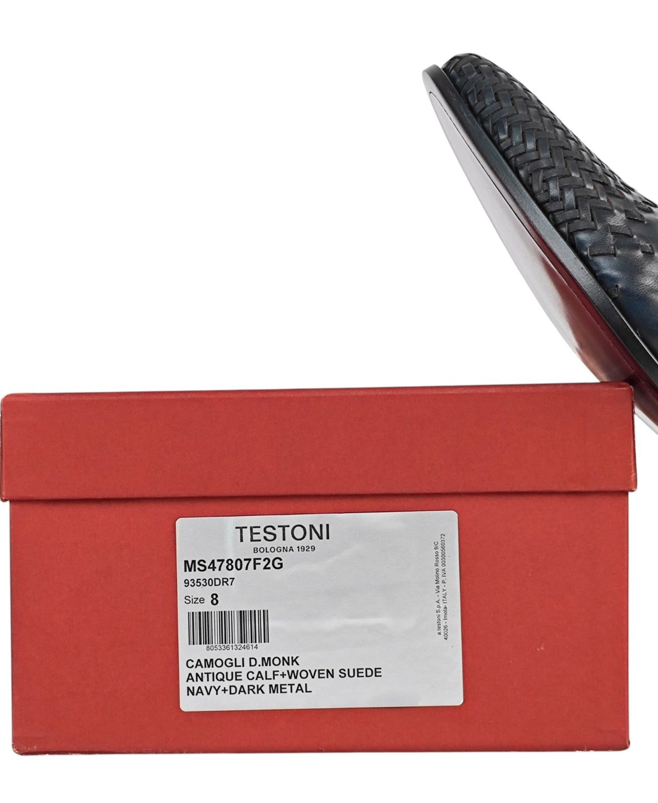 1250$ TESTONI Camogli Double Monk Shoes Woven Antique Calf Navy 8 UK 9 US 42 IT