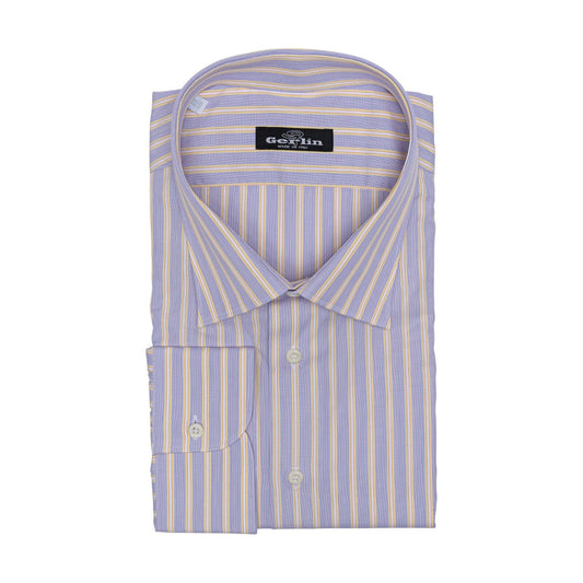 690$ ITALIAN LUXURY GERLIN Shirt Violet Striped Cotton 3AC ZILLI