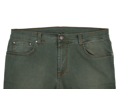 690$ ISAIA NAPOLI Washed Green Denim Jeans 5 Pockets Cotton Slim 40 US / 56 IT