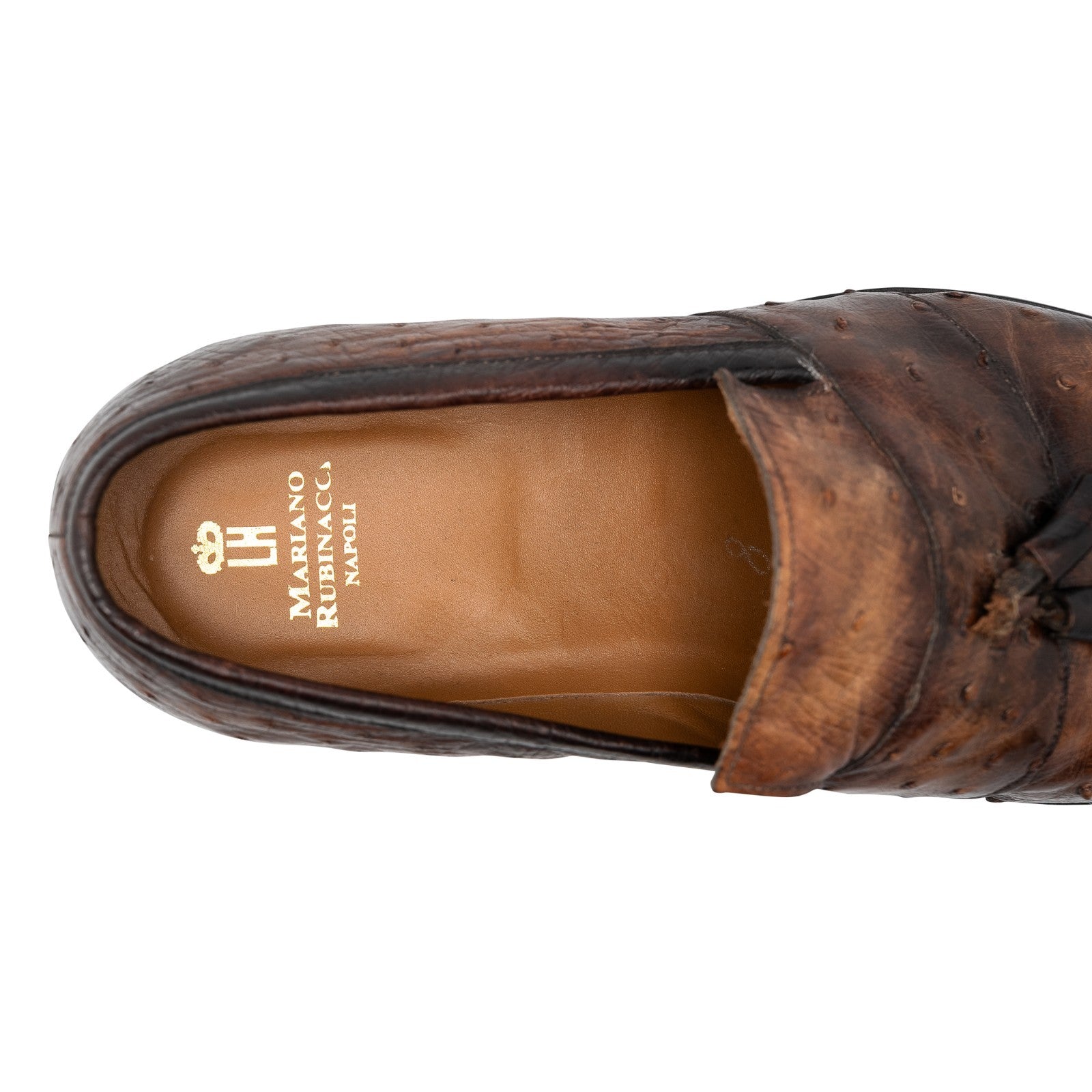 2200$ RUBINACCI London House Brown Ostrich Leather Loafers Goodyear 7 UK  (2)