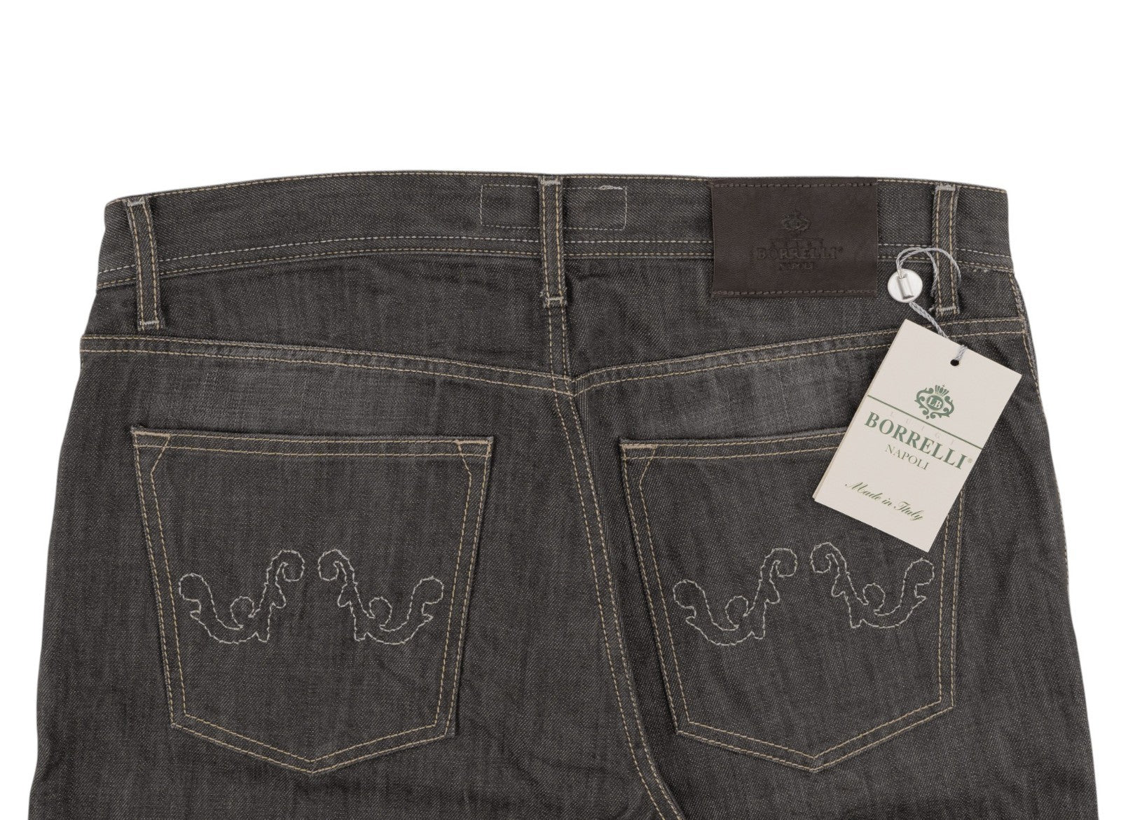 415$ LUIGI BORRELLI NAPOLI Gray Denim Jeans Pant Raw Cotton 36 US / 52 EU