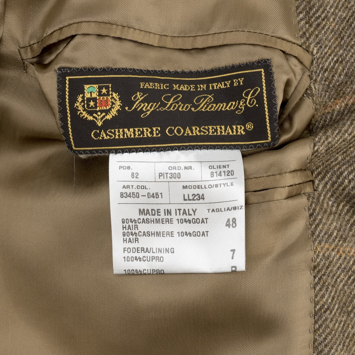 2650$ RAFFAELE CARUSO Brown Sport Coat LORO PIANA Cashmere / Goat 38 US / 48 IT