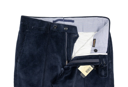 625$ RUBINACCI NAPOLI "Luca" Blue Cotton Corduroy Trouser Pant 30 US / 46 EU