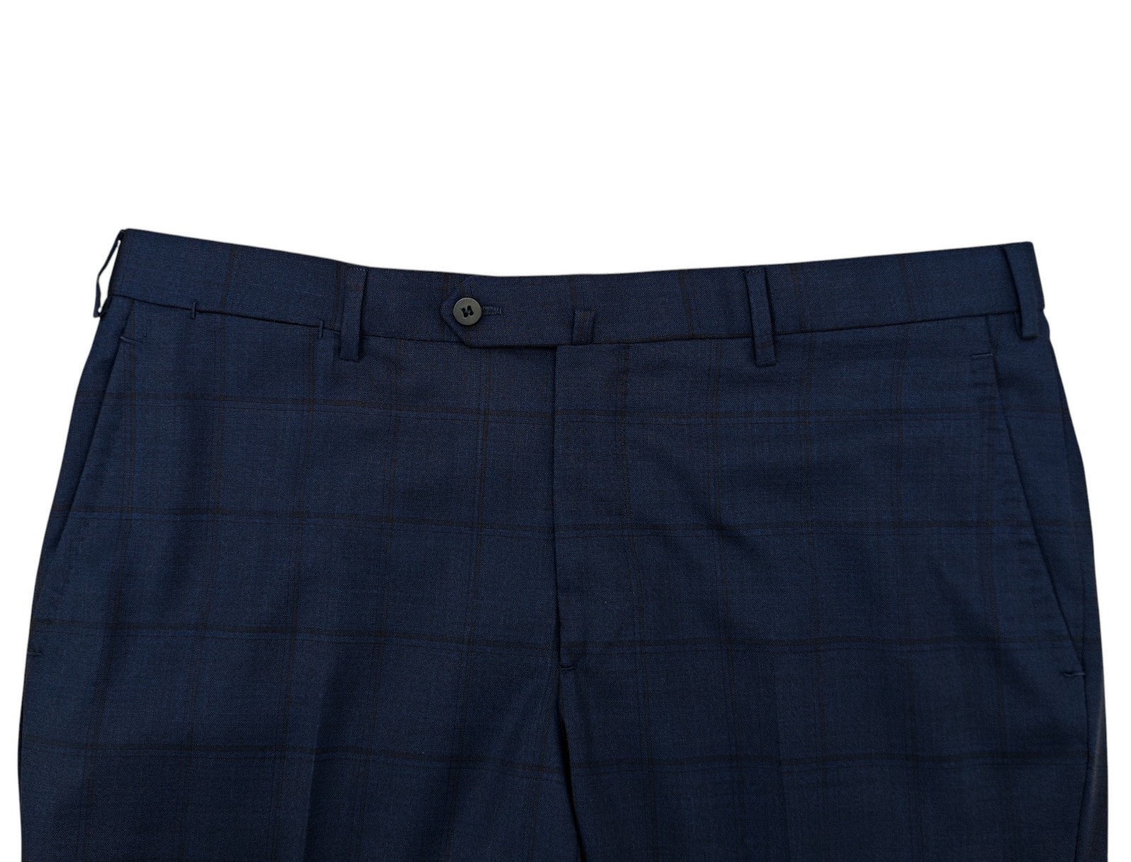 $6400 ISAIA NAPOLI "Sanita" Blue Navy Suit Hand-Sewn Windowpane Fine Wool