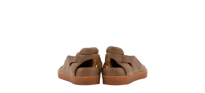 1450$ GIORGIO ARMANI Runway Sandal Zip Shoes With Cut-Outs Light Brown Leather