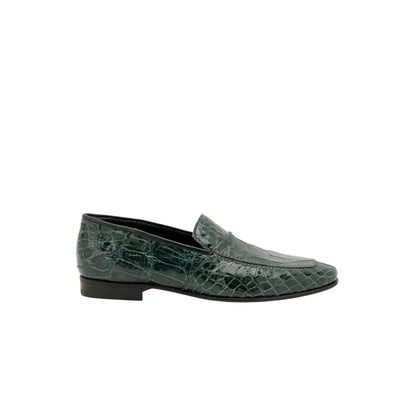 4500$ MARTEGANI 1891 Loafer Shoes 100% ALLIGATOR Green 7.5 UK / 8.5 US / 41.5 IT