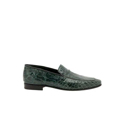 4500$ MARTEGANI 1891 Loafer Shoes 100% ALLIGATOR Green 7.5 UK / 8.5 US / 41.5 IT