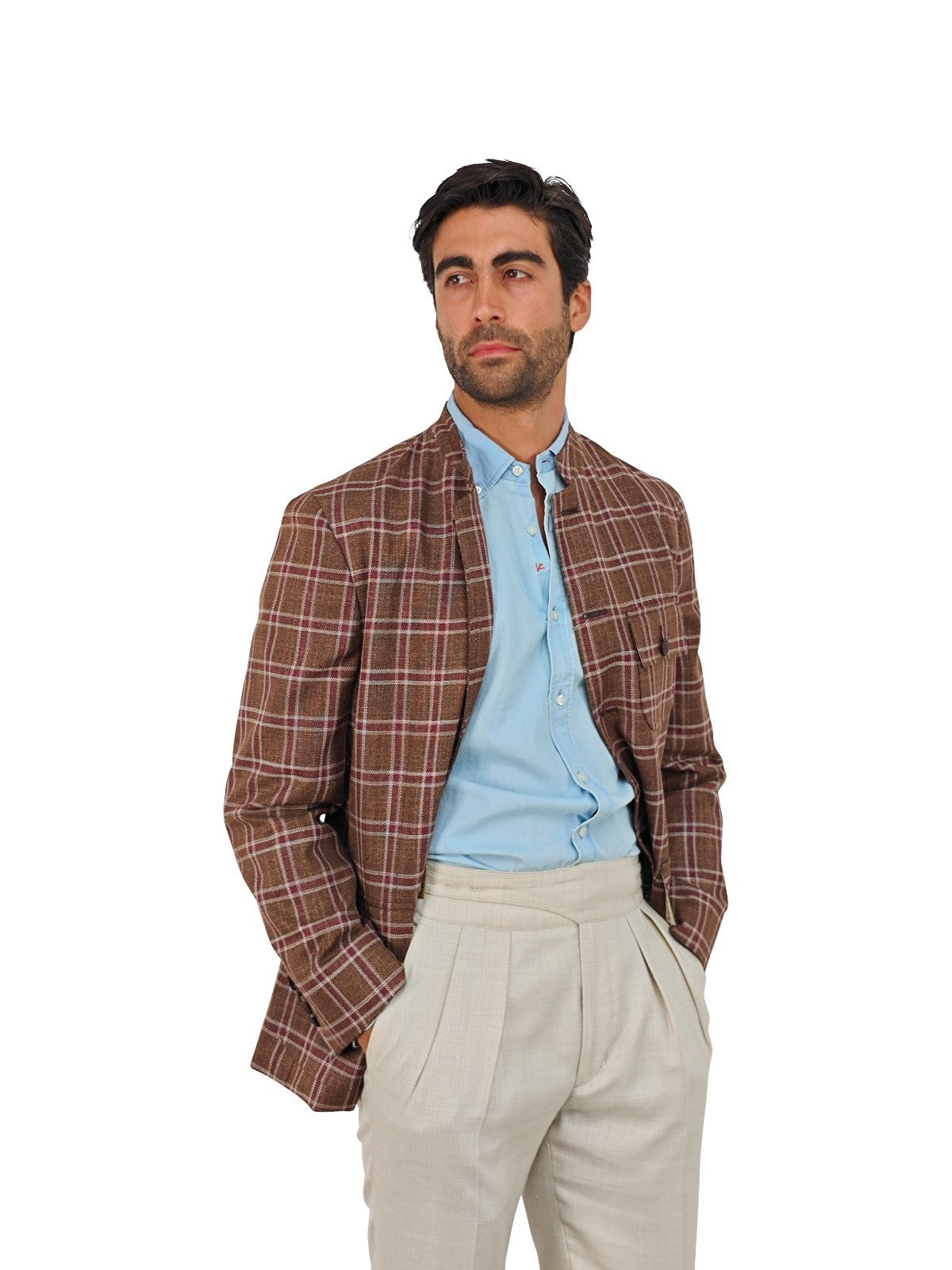 $1940 RUBINACCI NAPOLI Brown Sahariana Guru Jacket Wool / Silk  40 US / 50 EU