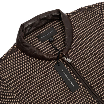 $2500 MANRICO CASHMERE Brown Cardigan Zip Thick 100% Cashmere / Lambskin Size S