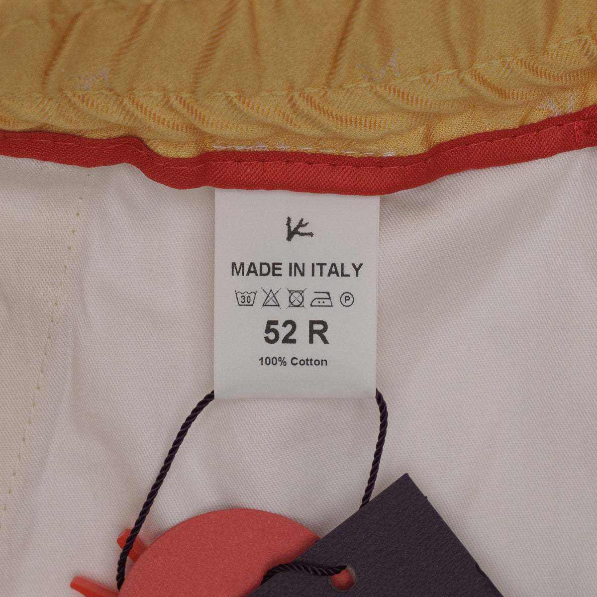 950$ ISAIA "Logo" Gold Drawstring Short Pant Cotton Relaxed Fit 36 US / 52 EU