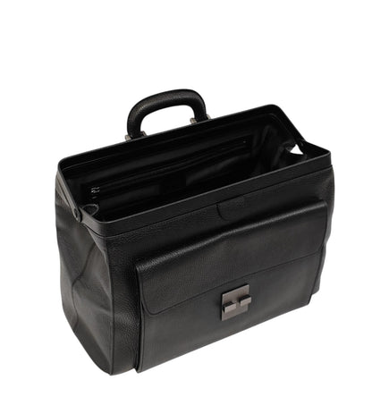 1450$ PINEIDER FIRENZE 1774 Grained Calf Work Doctor Bag Laptop Black