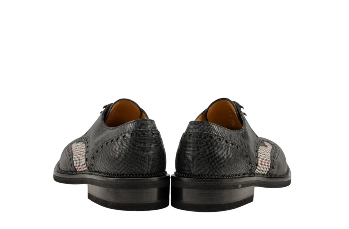 1200$ TESTONI Derby Shoes Saffiano + Princess of Walles Black 8 UK / 9 US  42 IT