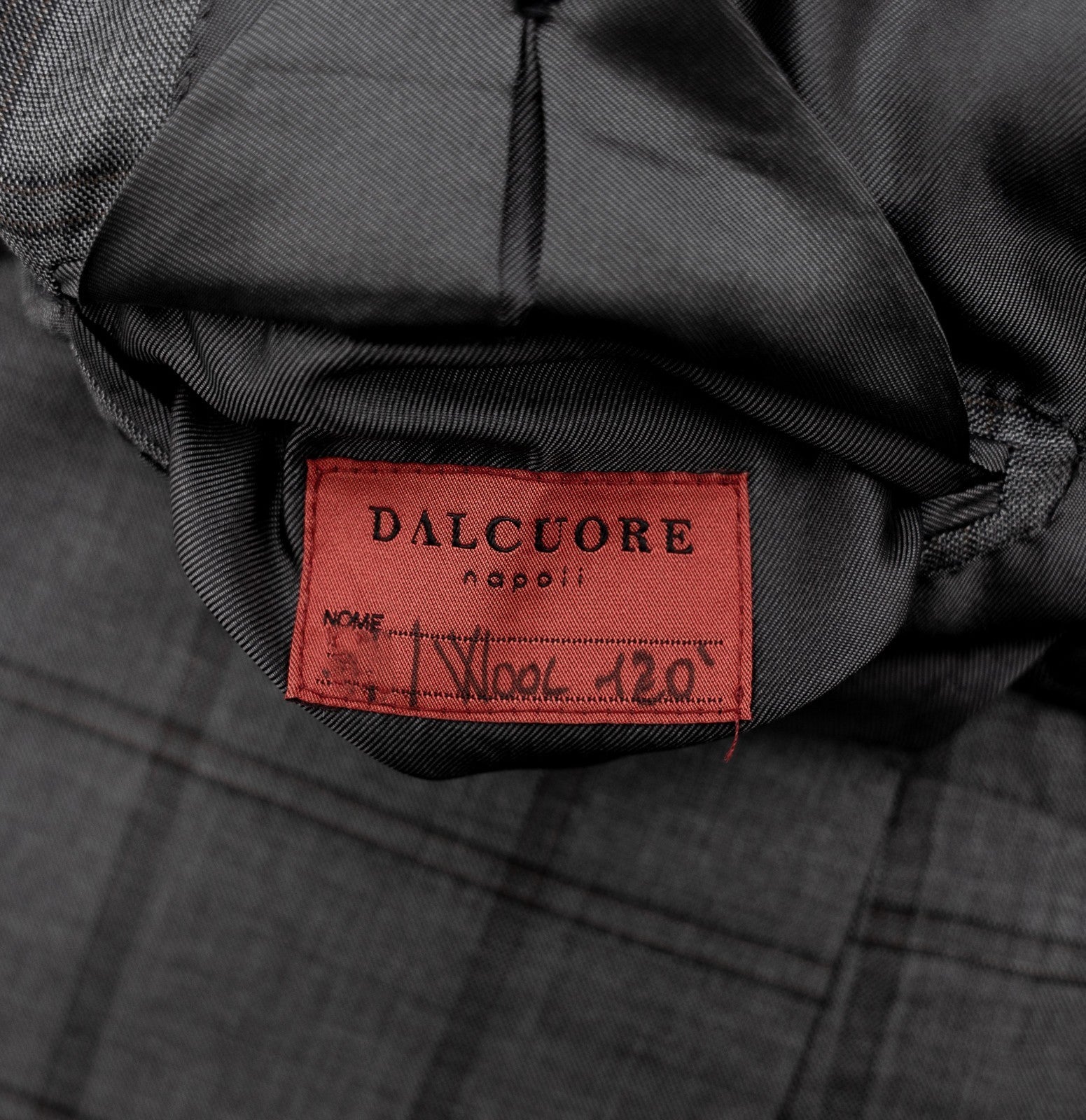 Sartoria DALCUORE NAPOLI Total Hand-Sewn Suit Gray Wool 120's 36 US / 46 EU