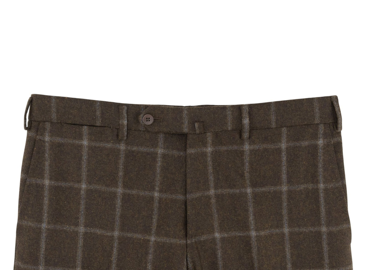 $6600 ISAIA "Capri" Dark Brown Suit Flannel Wool Windowpane 38 US / 48 EU 7R