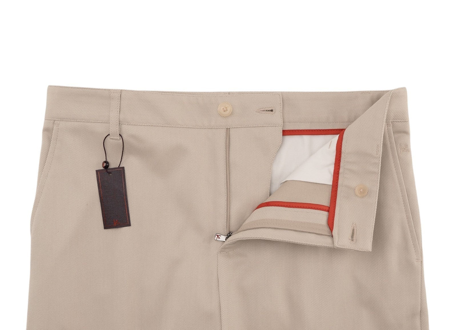 1450$ ISAIA Tapered Dress Pant Wool Cotton Gabardine Light Beige 32 US / 48 EU R