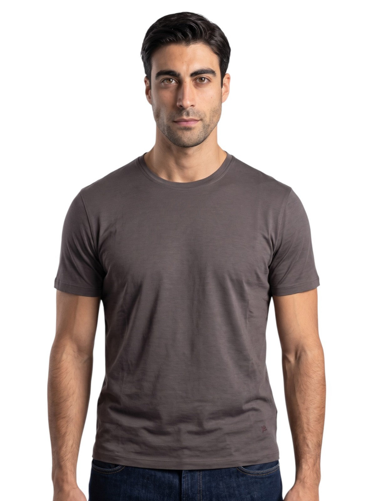 750$ ISAIA NAPOLI Plum Handmade T-shirt Jersey Cotton Silk Made in Italy