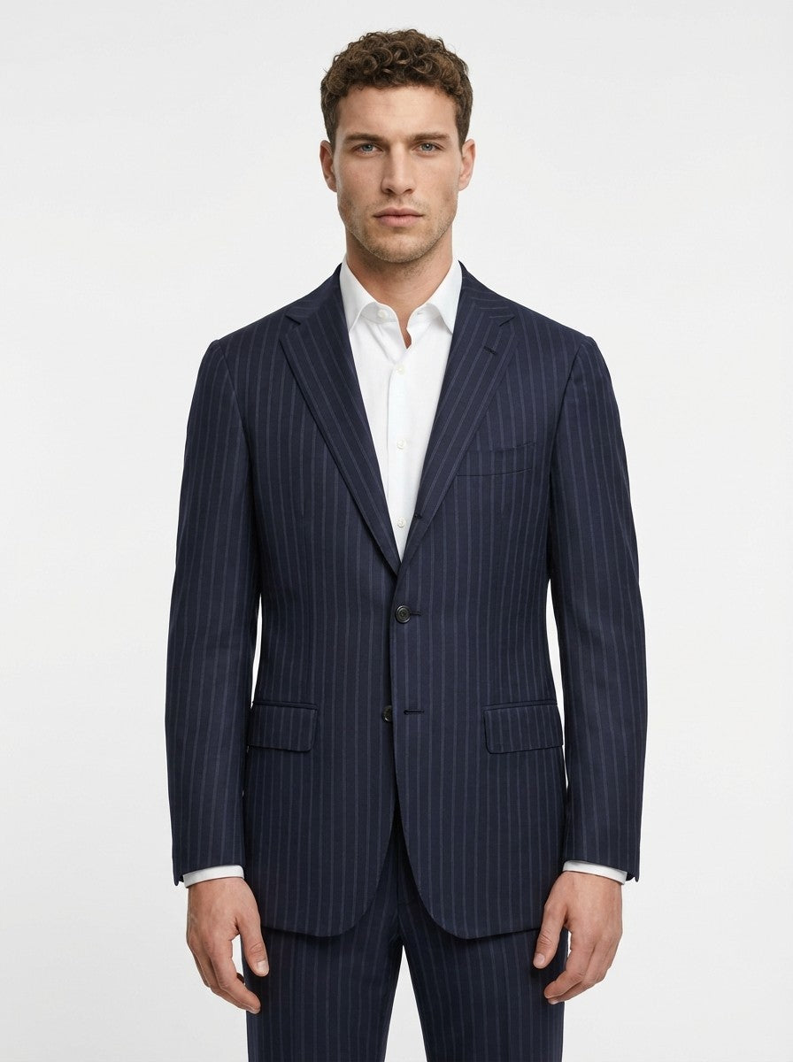2800$ SARTORIO NAPOLI by KITON Blue Handmade Suit Wool Pinstripe 40 US 50 IT