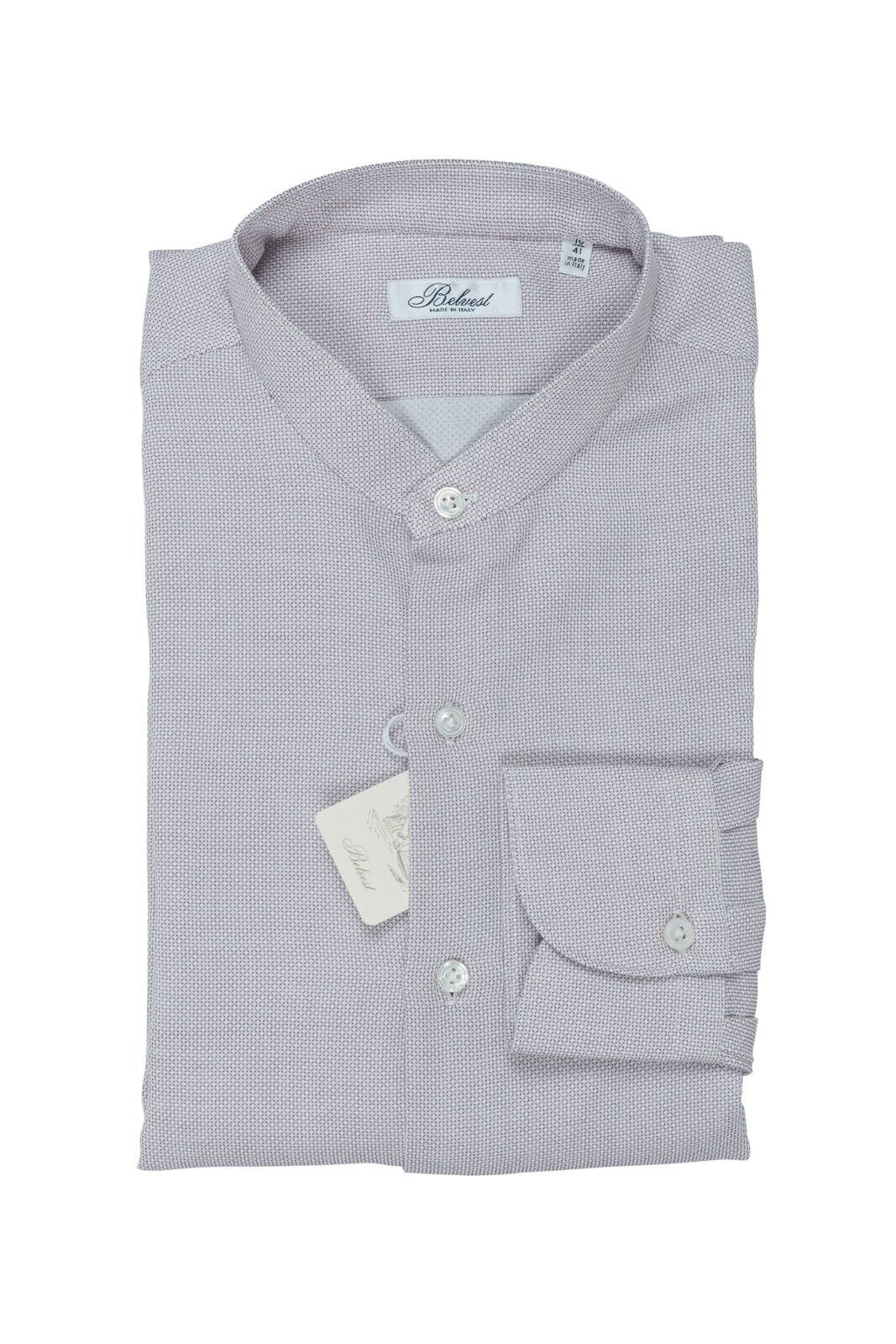 310$ BELVEST by FINAMORE Oxford Collarless Shirt 7 Passages Hand-Sewn 16 - 41