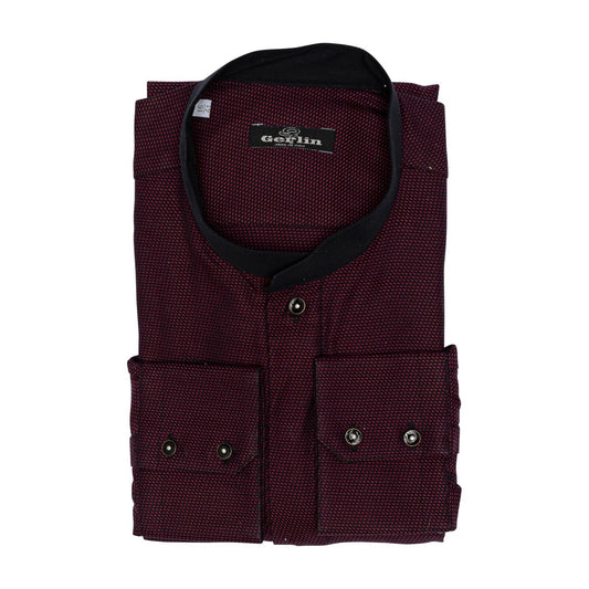 690$ LUXURY GERLIN Shirt Korean Burgundy Twill Cotton 16 - 41 2M BIJAN