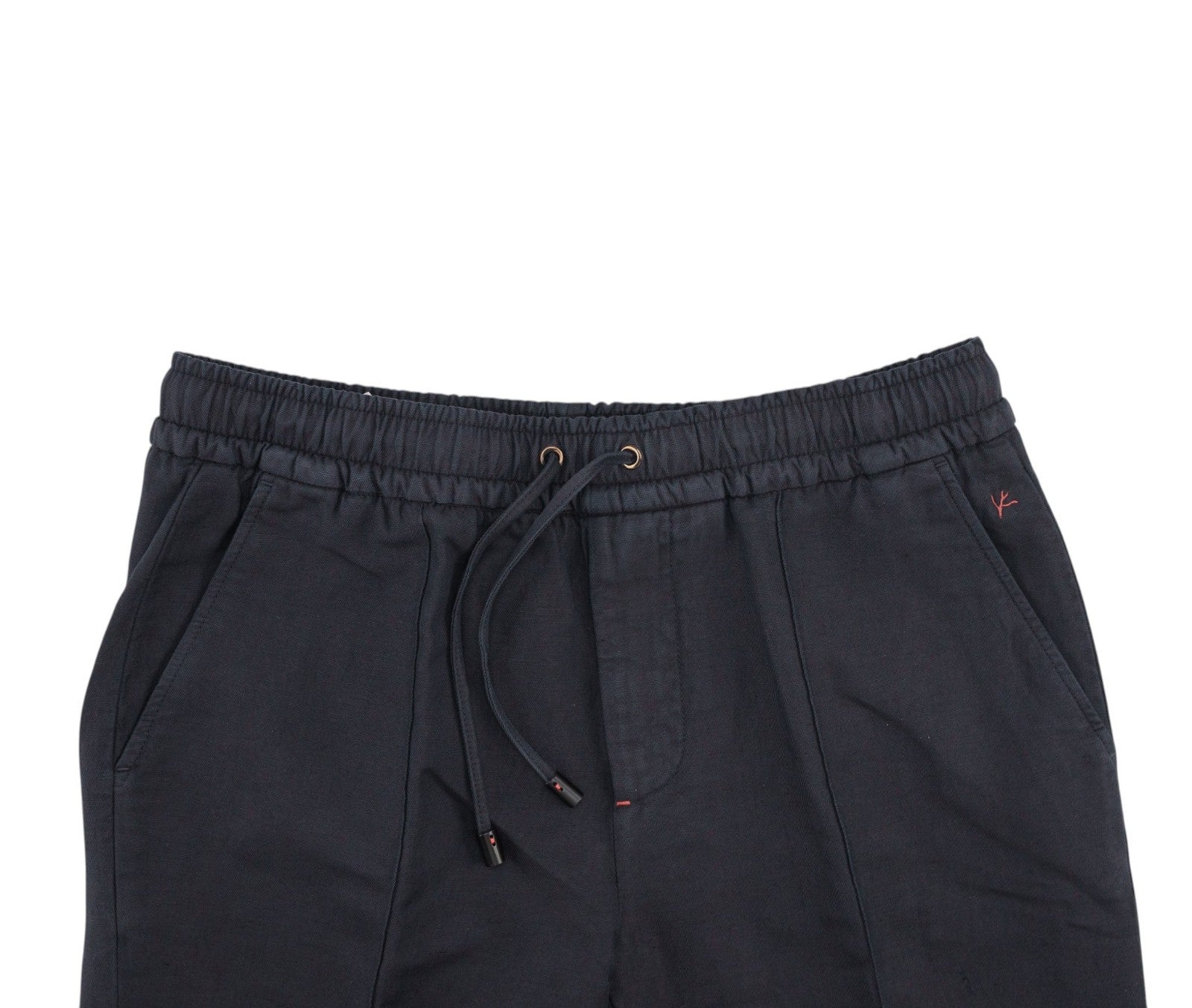1050$ ISAIA Midnight Blue Drawstring Pant Cotton - Linen Tapered 34 US / 50 IT