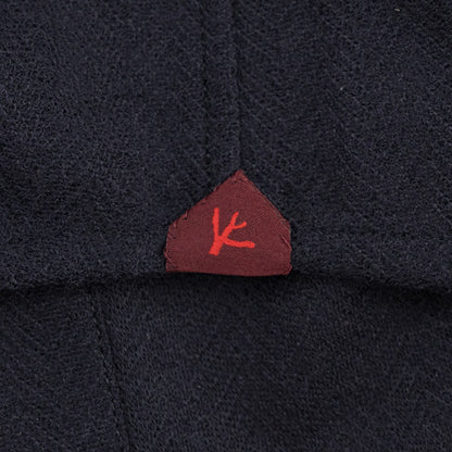 975$ ISAIA NAPOLI "Mix" Hand-Sewn Dress Shirt Dark Blue Wool Jersey 15.5 - 39