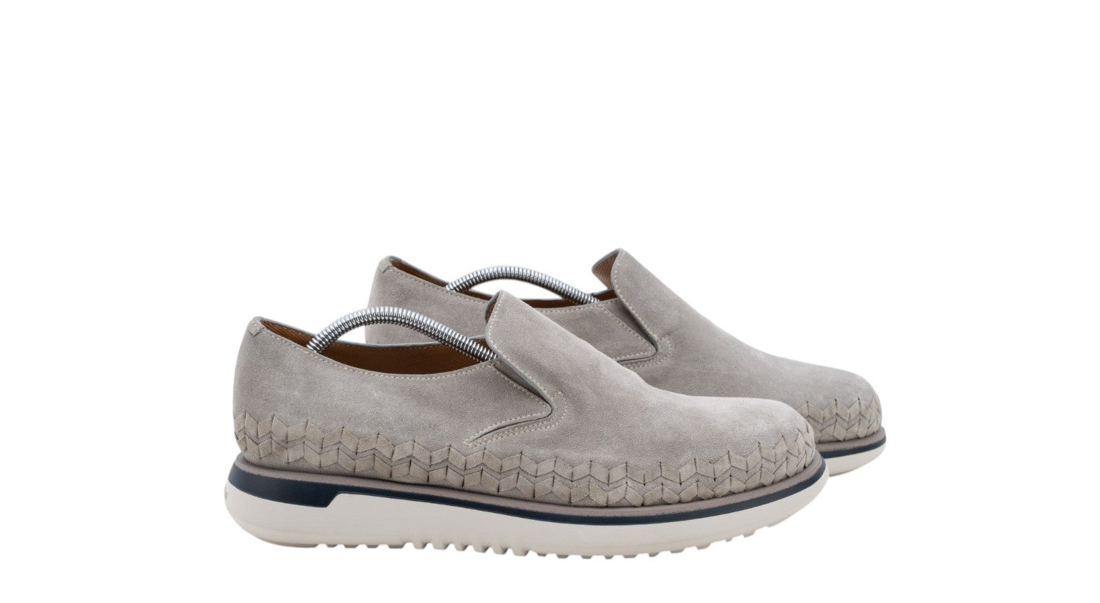 1050$ GIORGIO ARMANI Sneaker Shoes Slip-On Gray Woven Suede 9 UK / 10 US / 43 IT