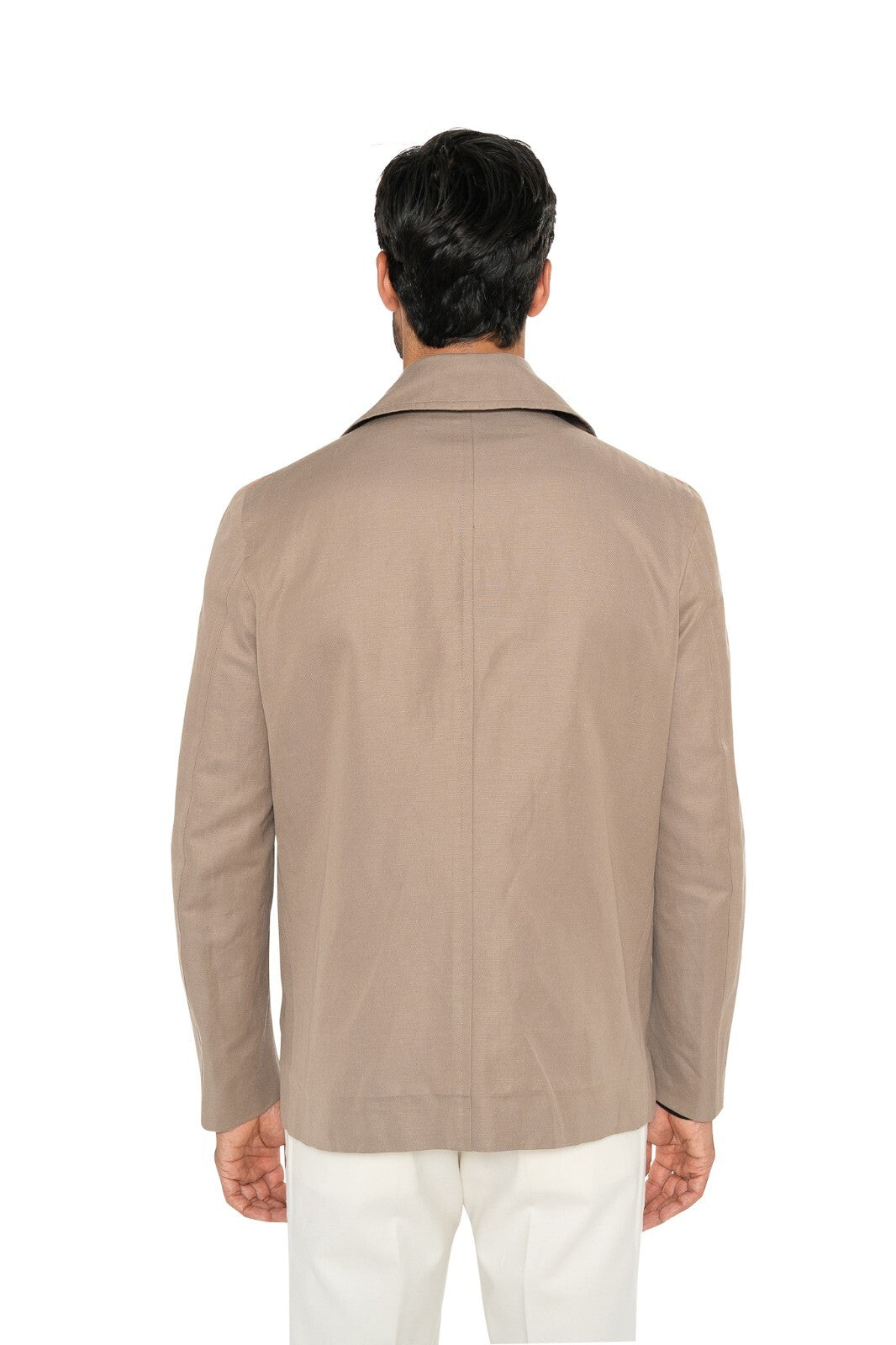 $3800 ISAIA NAPOLI Beige Handmade Caban Peacoat Coat Cotton / Linen 38 US  48 EU