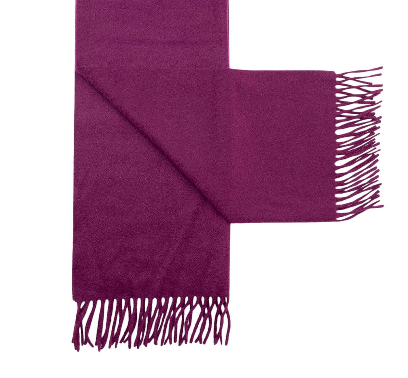 1500$ LORO PIANA Magenta Purple 100% Cashmere Fringed Scarf